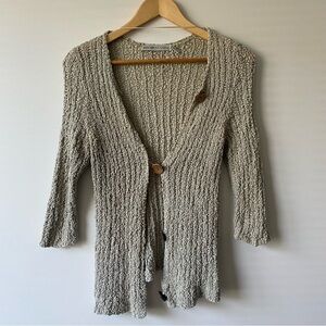 Sirocco Knit Cotton Blend Button Through 3/4 Sleeves Ivory Cardigan Medium
